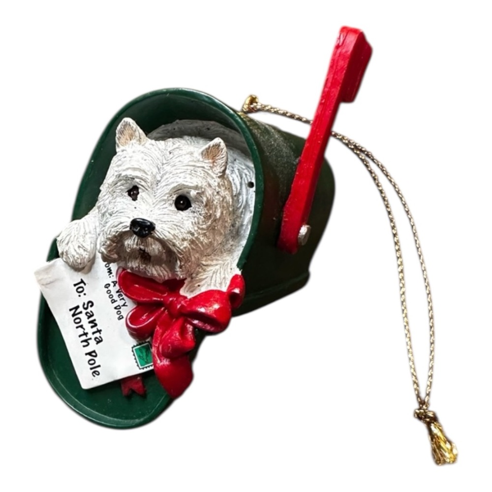 1997 Danbury Mint Westie Wonderland Ornament Paw-cel Post West Highland Terrier